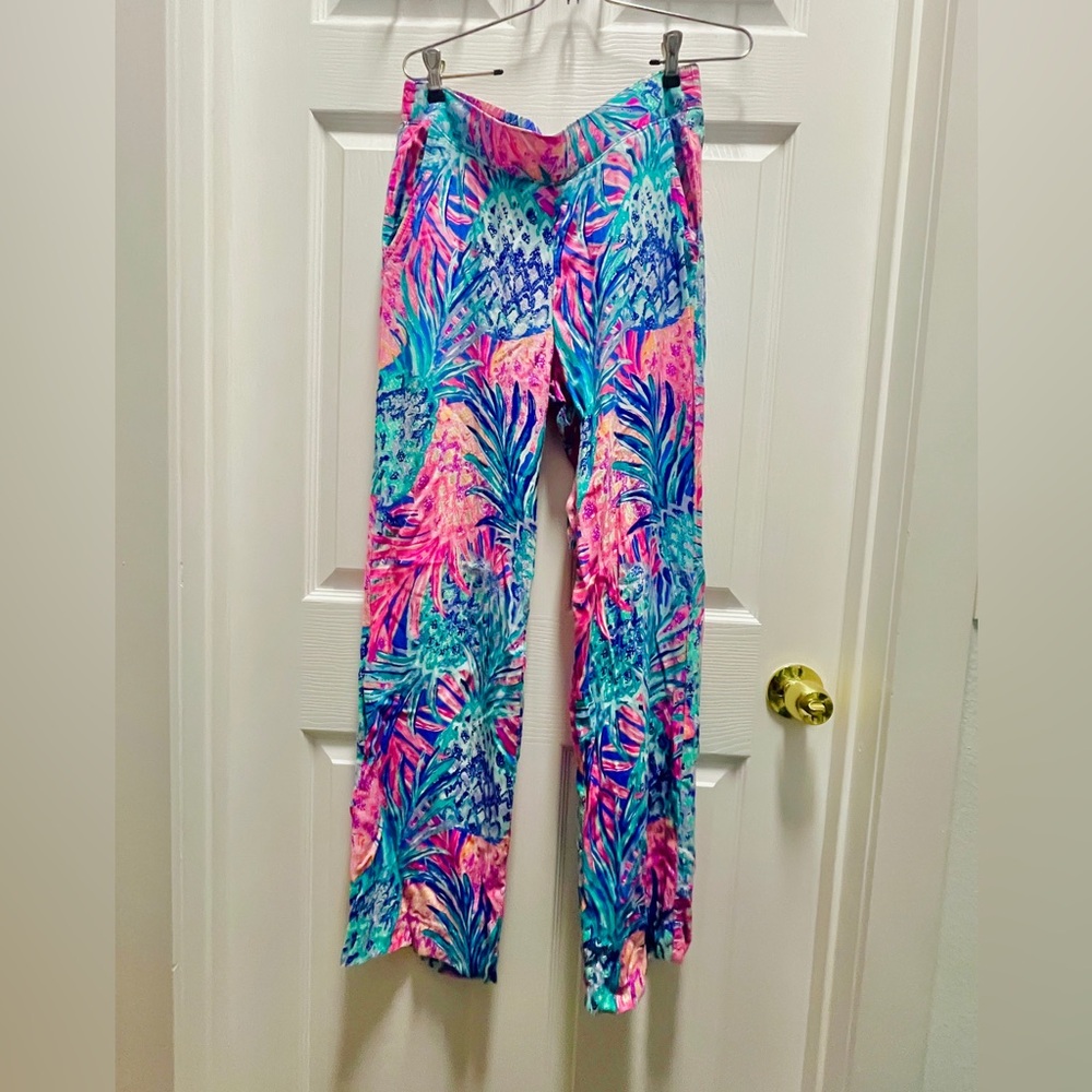 Lilly Pulitzer Pineapple palazzo pants with pockets size L
